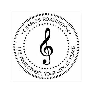 Musik Diskantnyckel G-Nyckel Rund Namn Returadress Självfärgande Stämpel