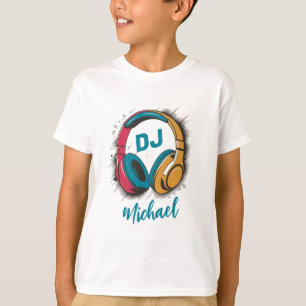 Musik DJ-färghörlurar Personlig Namn T Shirt