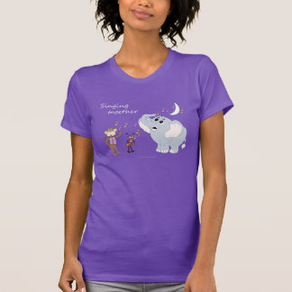 Musik Djur - "Sjunger Tillsammans" Lila Kvinnors T Shirt