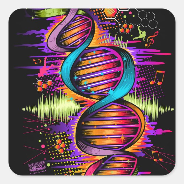 Musik-DNA Fyrkantigt Klistermärke (Framsida)