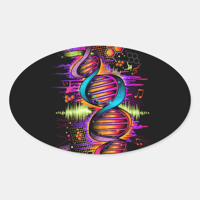 Musik-DNA Ovalt Klistermärke (Framsida)