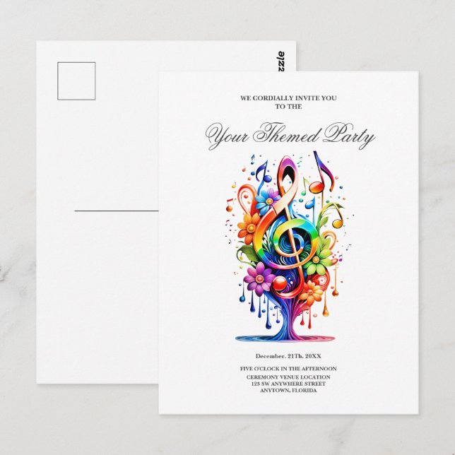 Musik, färglös spets vykort (Fram/baksida)