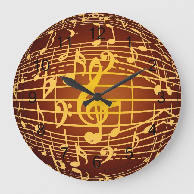 Musik finns överallt - musiksymboler stor klocka (Framsida)