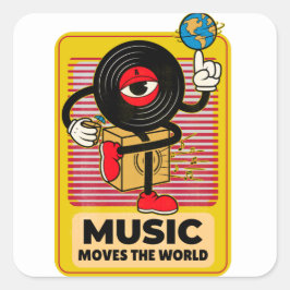 Musik flyttar den internationella Vintagen Art Fyrkantigt Klistermärke