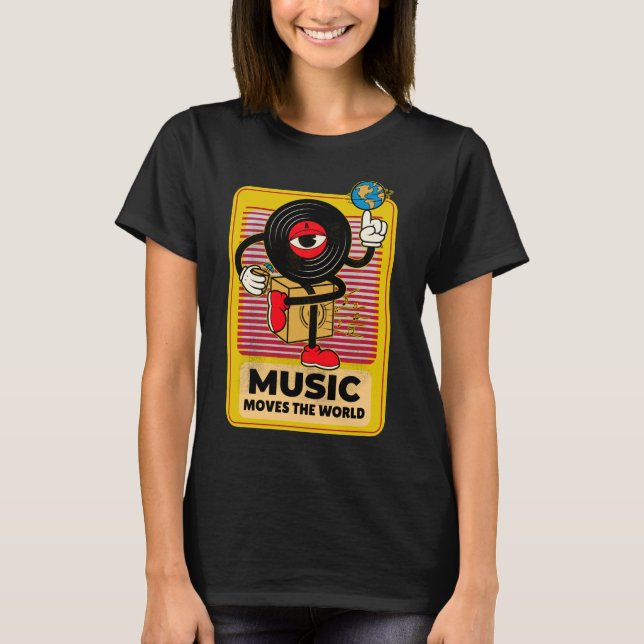 Musik flyttar Vintagen över hela världen T Shirt (Framsida)