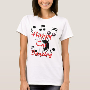Musik för dans för lycklig kattdans rolig tee shirt
