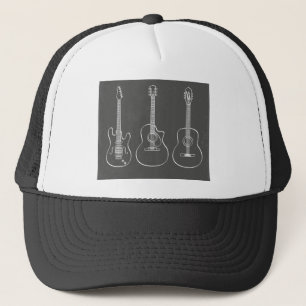 Musik för grunge för gitarrtrio retro truckerkeps