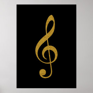 musik för guld--färg trebleklav poster
