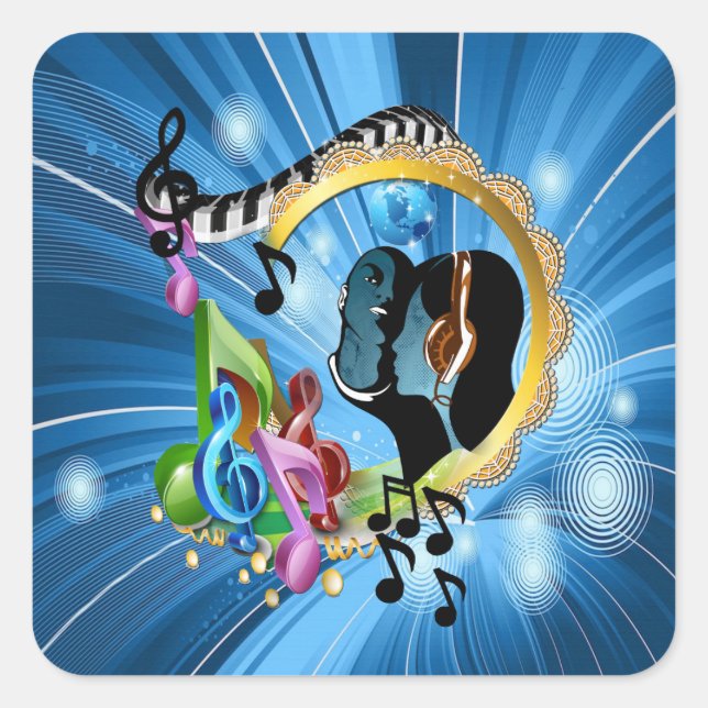 Musik för Soul Fyrkantigt Klistermärke (Framsida)