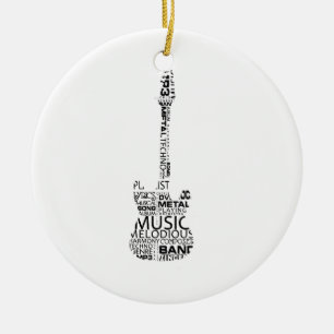 musik för svart för gitarrordpåfyllning avbilda julgransprydnad keramik