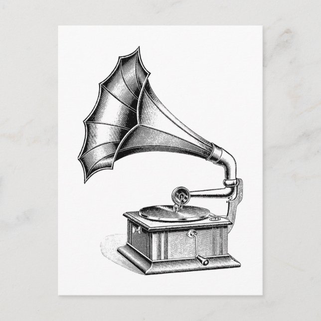 Musik för vintagePhonographskivspelare Vykort (Framsida)