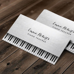 Musik för vit för pianolärare elegant visitkort