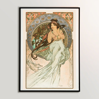 Musik, från Les Arts (1898) av Alphonse Mucha Poster