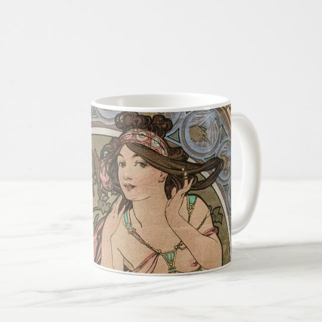 Musik, från Les Arts, Alphonse Mucha Kaffemugg (Framsida höger)