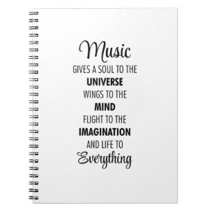 Musik ge en själ i universum anteckningsbok
