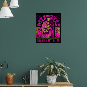 Musik genom min Veins Hippie Sjöjungfru Skeleton Poster