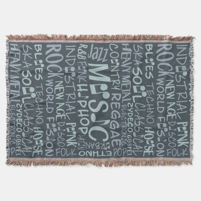 Musik Genres Ord Collage anpassningsbar throw filt (Framsidan)
