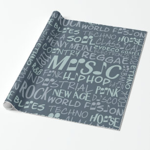 Musik Genres Ord Collage-emballering papper Presentpapper