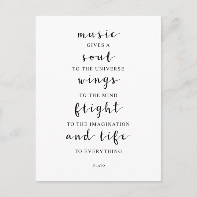 Musik Ger En Själ Till Universum, Plato Citat Vykort (Framsida)