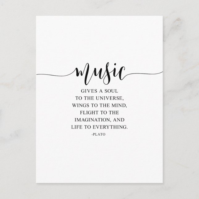 Musik Ger Själen Till Universum, Platon Citat Vykort (Framsida)