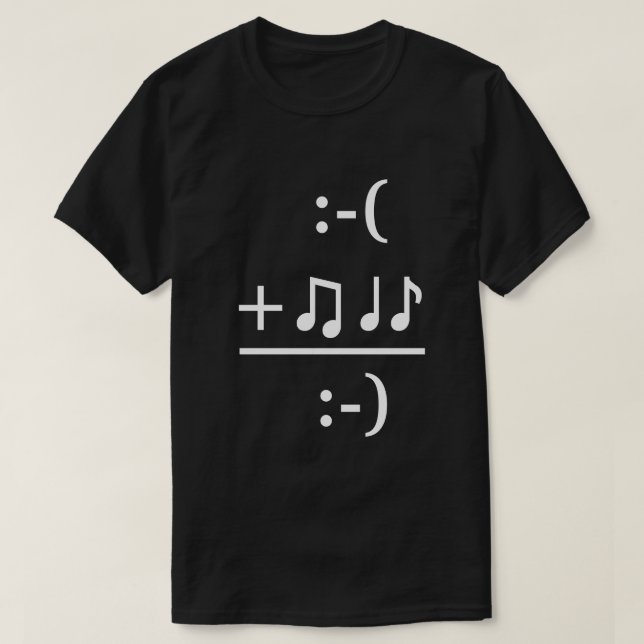 Musik gör mig den lyckliga textskjortan t-shirt (Design framsida)