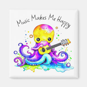 Musik Gör Mig Glad Bläckfisk som Spelar Gitarr Magnet