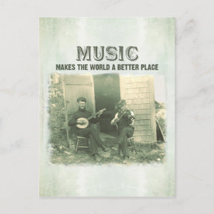 Musik gör världen till ett bättre foto på vintagen vykort