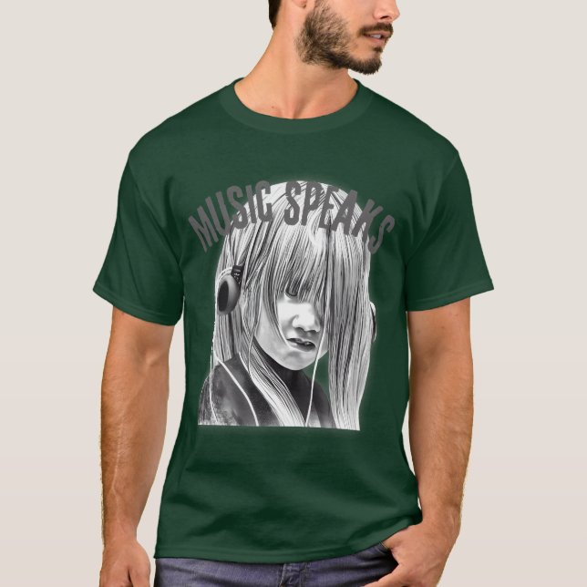 Musik i en Moody Grunge Streetwear Stil Music-fami T Shirt (Framsida)