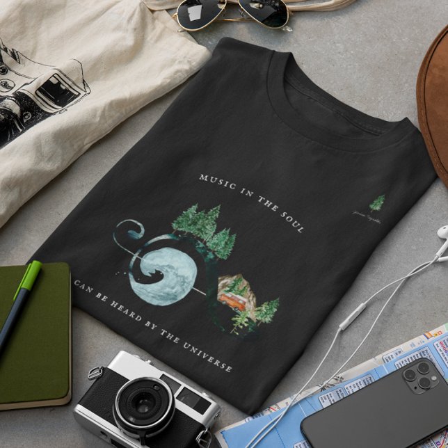 Musik i själen | Rustik vattenfärgmonogram T Shirt (Skapare uppladdad)