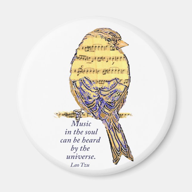 Musik i Soul Quote & Music Note Bird Magnet (Framsidan)