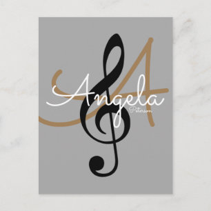musik inspirerad, treble clef med namn, coola vykort