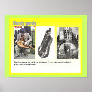 Musik, instrument, Hurdy Gurdy-spelare Poster