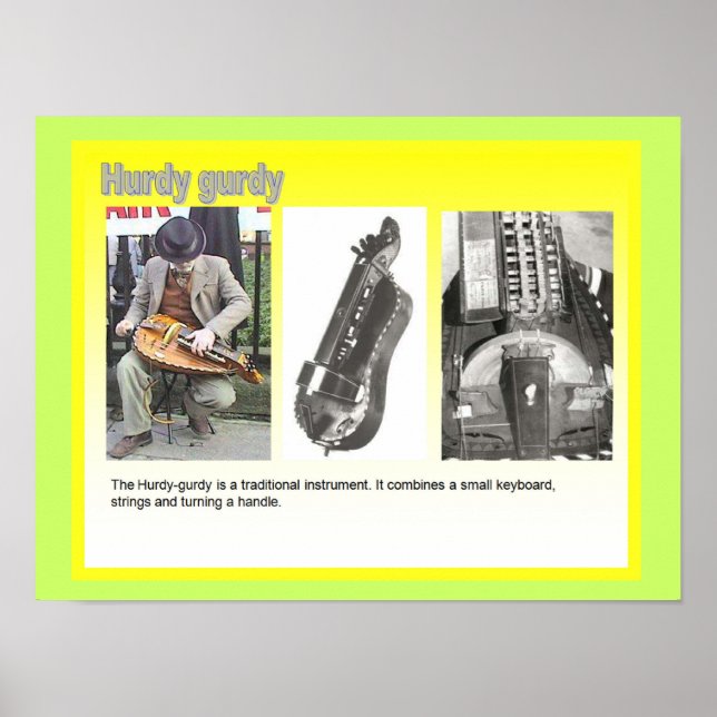 Musik, instrument, Hurdy Gurdy-spelare Poster (Framsidan)