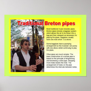 Musik, instrument, traditionell bretonska rör poster