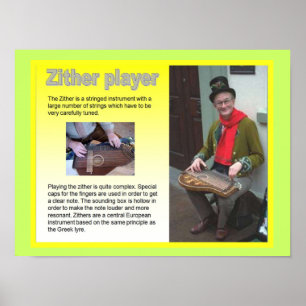 Musik, instrument, Zither-spelare Poster