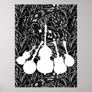 MUSIK INSTRUMENTERAR Vit-AFFISCHEN Poster