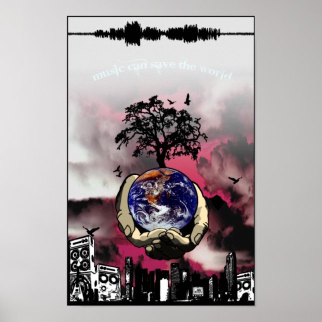 Musik kan spara världen över poster (Framsidan)