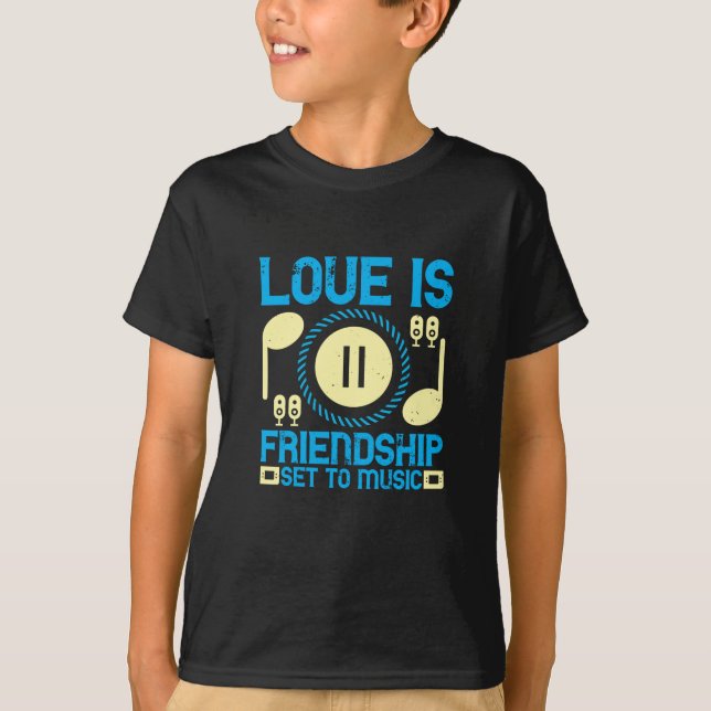 Musik - Kärlek är Vänskap inställd på musik T Shirt (Framsida)