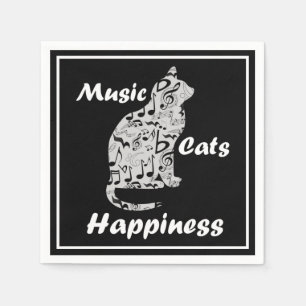 Musik Katter Lycka - Musiker Älskare Citat Pappersservett