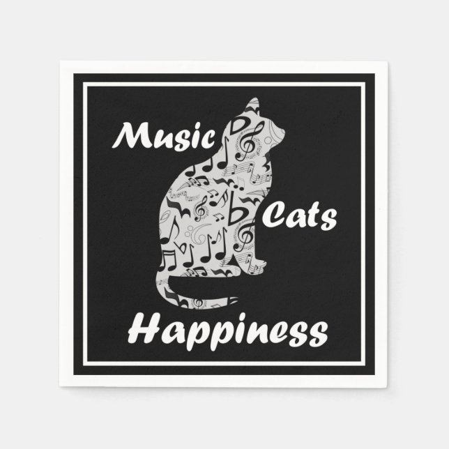 Musik Katter Lycka - Musiker Älskare Citat Pappersservett (Framsidan)