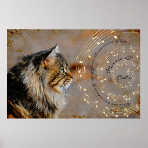 Musik & kattkonsttryck poster