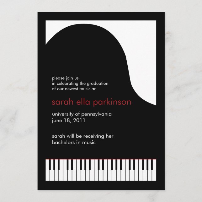 Musik Major Grand Piano Examen Meddelande (Framsida)