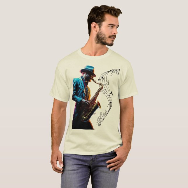 Musik manar tshirts själssaxophone player (Hel framsida)