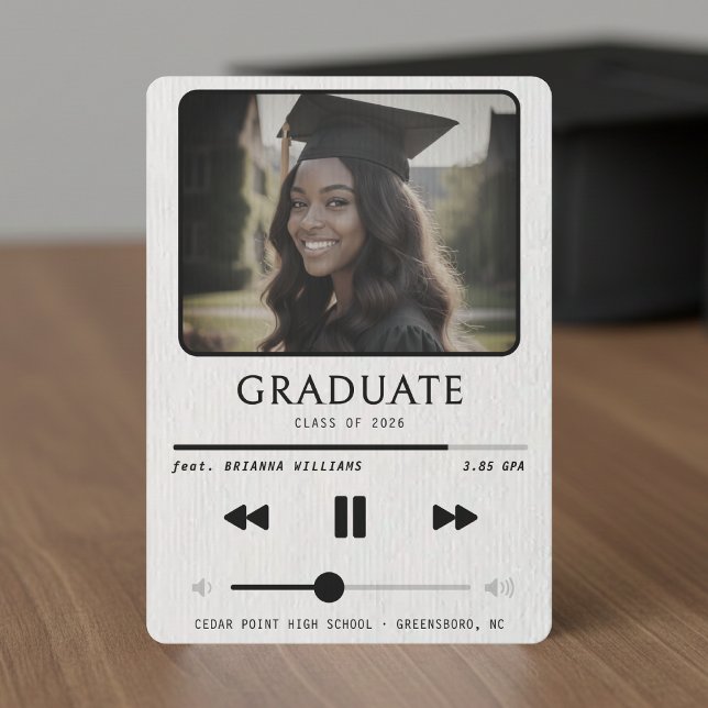 Musik MP3-spelare Vit Examen Meddelande (Music MP3 Player White Graduation Announcement
)