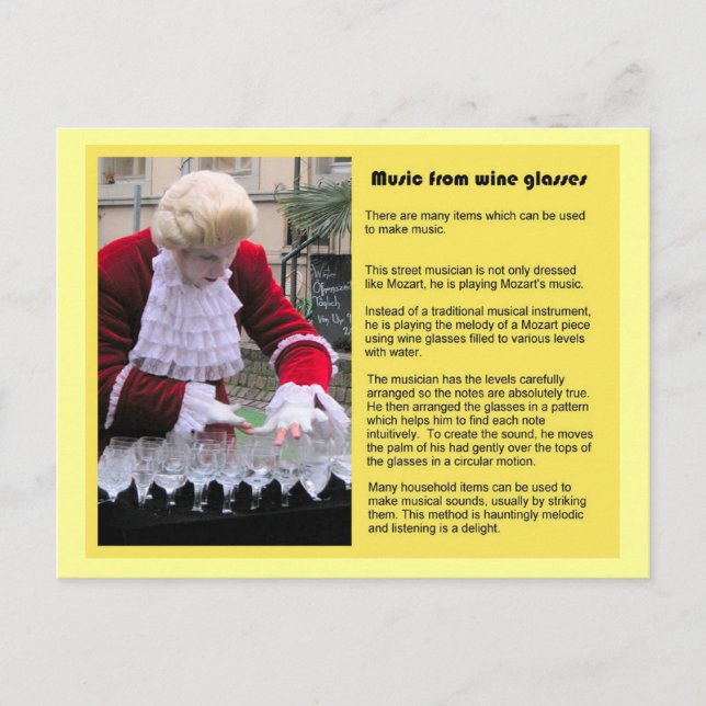 Musik, musik från vin-glas vykort (Framsida)