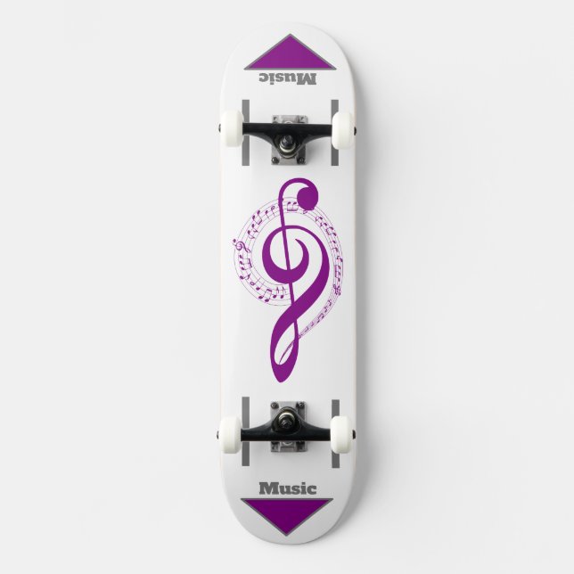 Musik Not violett grå vit Skateboard (Framsida)