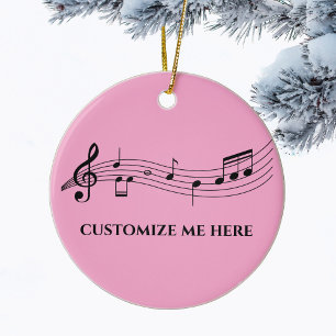 Musik noter Anpassningsbar Music Lärare Rosa jul Julgransprydnad Keramik
