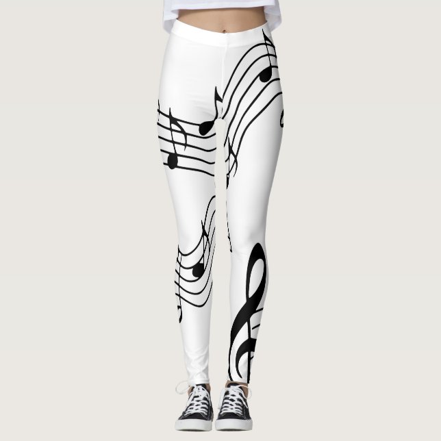 Musik noter B&W Yoga Pilates Hett Byxor Leggings (Framsida)