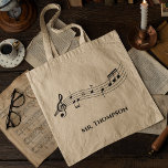 Musik noter Band eller Choir Teacher Anpassningsba Tygkasse<br><div class="desc">En musiklärare i coola anpassningsbar hade en påse med anteckningar hos en musiker. Beställ den här personligens gåva till en musiker,  kompositör,  band- eller orkesterledare eller choir-ledare och anpassa med namn eller annan text.</div>