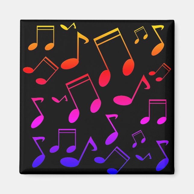 Musik noter black Rainbow färg Magnet (Framsidan)